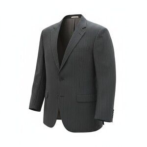 Burberry London 42R Pinstripe Jacket Worsted Wool Designer Blazer Blue Academia